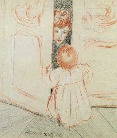 Esconde-esconde (lápis colorido sobre papel) de Paul Cesar Helleu