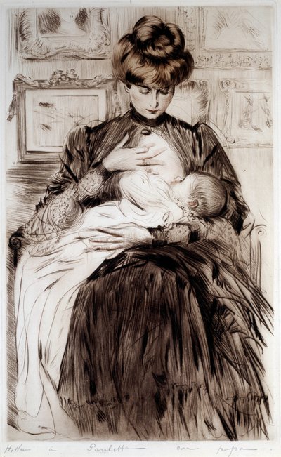 Maternidade. Desenho de Paul Helleu (1859-1927), século XX. Bayonne, Musee Bonnat de Paul Cesar Helleu