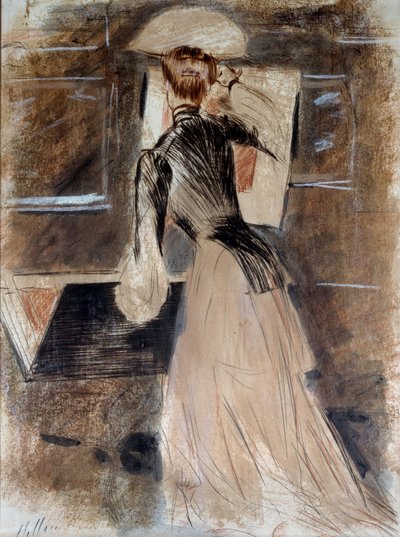 Portrait en pied de Madeleine Carlier. Paul Helleu (1859-1927), século XX. Bayonne, Musee Bonnat de Paul Cesar Helleu