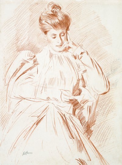 Retrato de Madame Helleu, lendo, de Paul Cesar Helleu