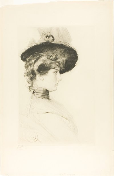 Retrato de uma mulher de chapéu (Madame Letellier) de Paul Cesar Helleu