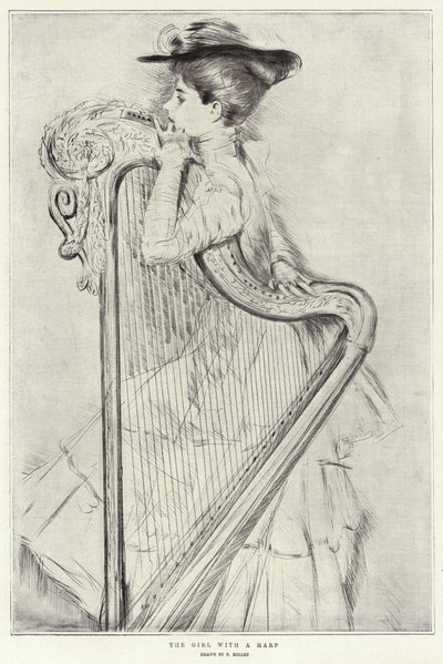 A garota com uma harpa de Paul Cesar Helleu