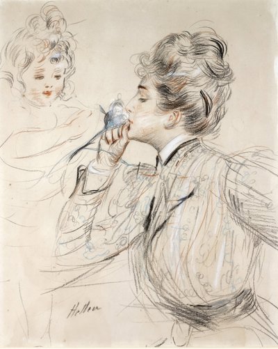 O Perfume (Carvão vegetal, pastel e sangüíneo sobre cartão de Paul Cesar Helleu