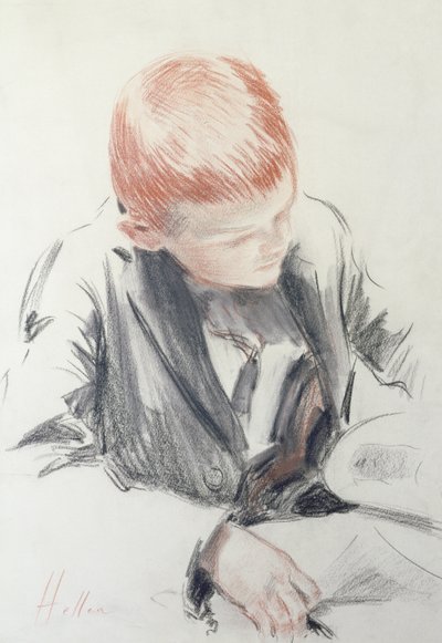 O jovem conhecedor (giz vermelho e preto sobre papel) de Paul Cesar Helleu