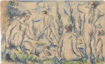 Banhistas (recto); Paisagem (verso) de Paul Cézanne
