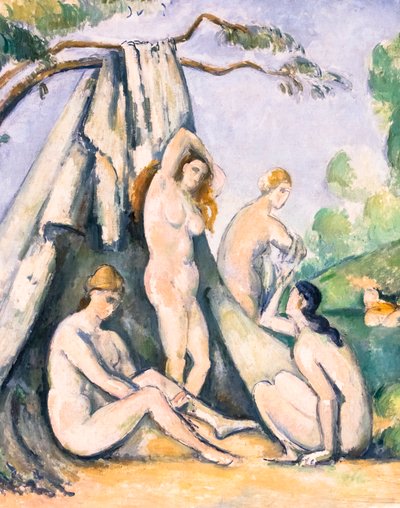 Banhistas em frente a uma tenda, pormenor de Paul Cezanne