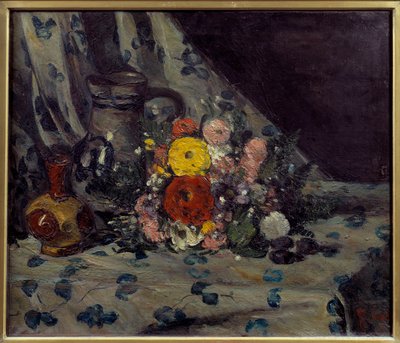 Bouquet com dalhia pintado de amarelo por Paul Cezanne (1839-1906) 1873 Sol. 0,54x0,64 m Paris, musee d