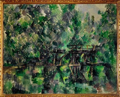 Ponte sobre um lago (pintura sobre tela) de Paul Cezanne