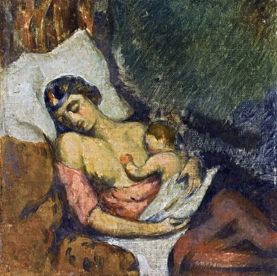 Hortense allaitant Paul - Mulher amamentando seu filho par Cezanne, Paul (1839-1906), ca 1872 - Óleo sobre tela, 23,2x23,2 - Coleção particular de Paul Cézanne