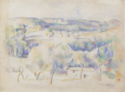 House and grove, c.1890 (lápis e aquarel sobre papel) de Paul Cézanne