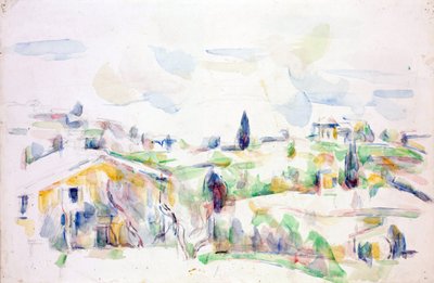 Paisagem na Provença - Cezanne, Paul (1839-1906) - 1895-1900 - Aguarela sobre papel - 31,3x47,8 cm- Szepmuveszeti Muzeum, Budapeste de Paul Cézanne
