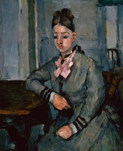 Madame Cézanne inclinada sobre uma mesa, c.1873 (óleo sobre tela) de Paul Cézanne