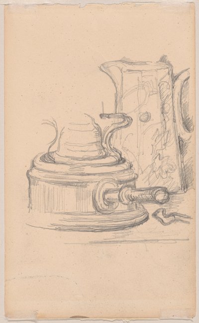 Jarro de leite e fogão de espírito de Paul Cézanne