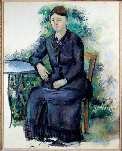 Retrato de Madame Cezanne em uma Pintura de Jardim de Paul Cezanne (1839-1906) Sol do século XIX. 0,63x0,8 m Paris, Musee de l