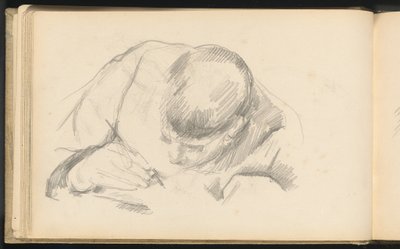 O filho do artista a escrever, c.1887 (grafite) de Paul Cezanne