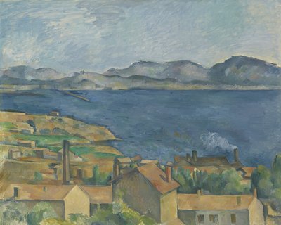 A Baía de Marselha, vista de L&39;Estaque, c.1885 (óleo sobre tela) de Paul Cézanne