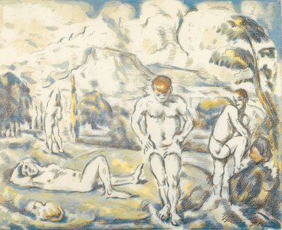 Os banhistas (prato grande) de Paul Cézanne