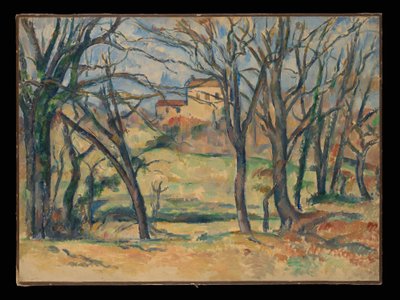 Árvores e casas perto do Jas de Bouffan de Paul Cézanne