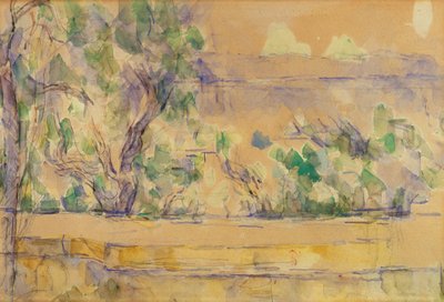 Vista tirada no estúdio em Lauves (aguarela sobre lápis sobre papel) de Paul Cézanne