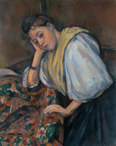 Jovem italiana numa mesa, c.1895-1900 (óleo sobre tela) de Paul Cézanne