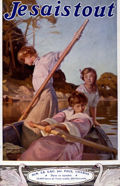 Ilustração "Sobre o lago" de Paul Chabas (1869 - 1937). "Eu sei tudo". de Paul Chabas