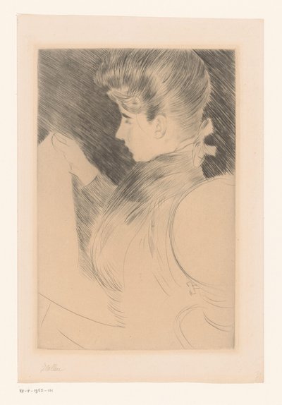 Retrato de uma mulher de leitura desconhecida de Paul César Helleu (signed by artist)