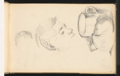 Uma cabeça, uma xícara e um pãozinho de Paul Cézanne