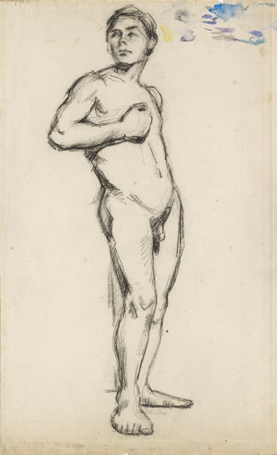 Estudo Acadêmico de um Nu masculino com a mão direita apertada no peito, 1865 de Paul Cézanne