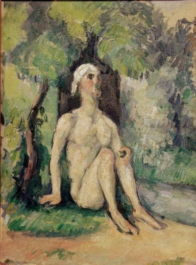 Banhista sentado à beira da água de Paul Cézanne