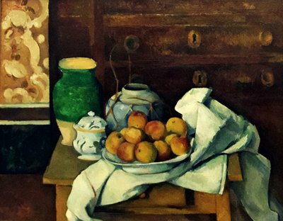 Francês:  Nature morte à la commode Natureza morta com cómoda de Paul Cézanne