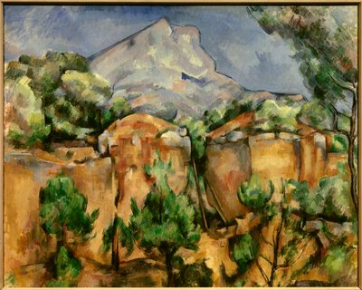 La montagne Sainte Victoire Pintura de Paul Cezanne (1839-1906) 1897 Sol. 0,54 x 0,81 m. Baltimore. Museu de Arte - Mont Sainte-Victoire Visto da Pedreira Bibemus. Pintura de Paul Cezanne (1839-1906), c. 1897. 0,54 x 0,81 m. Museu de Arte de Baltimore, B de Paul Cézanne