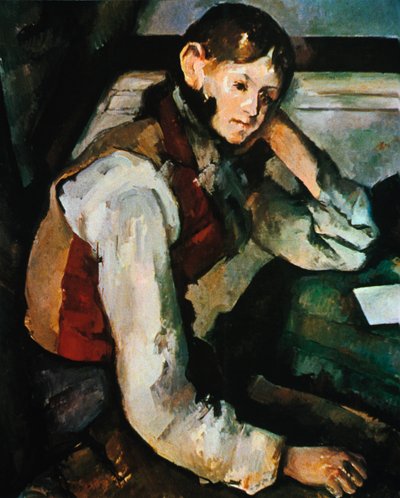 O Garcon em Gilet Rouge, 1888-1890 de Paul Cézanne