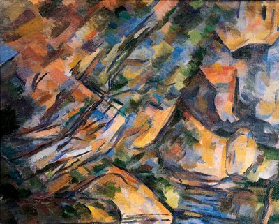 Pedras perto das cavernas acima do Chateau Noir, detalhe. Pintura de Paul Cezanne (1839-1906) de Paul Cézanne