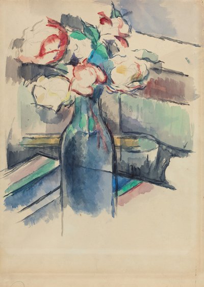 Rosas em uma garrafa [reto], 19001904. de Paul Cézanne