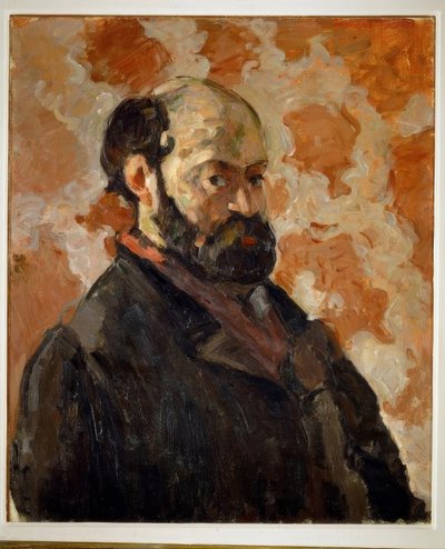 Auto-retrato na frente de fundo rosa de Paul Cézanne