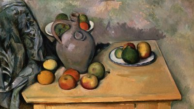 Ainda vida com Drapery azul, c.1893-94 (óleo no papel) de Paul Cézanne