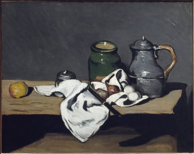 Natureza morta com uma chaleira - óleo sobre tela de Paul Cézanne