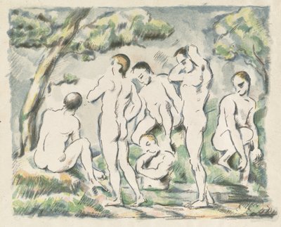 Os banhistas (pequeno prato) de Paul Cézanne