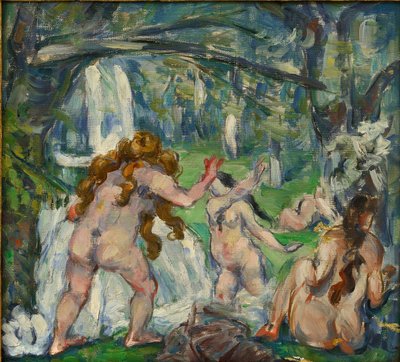 Pintura "Three Bathers" de Paul Cezanne (1839-1906) 1875 Óleo sobre tela - tamanho 30,5x33cm Colecção privada de Paul Cézanne