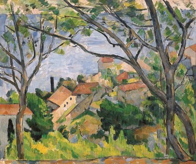 Vista de L "Estaque através das árvores, 1879 de Paul Cézanne