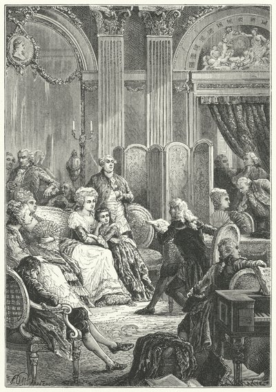 Um salão no início do reinado de Luís XVI de França de Paul Dominique Philippoteaux