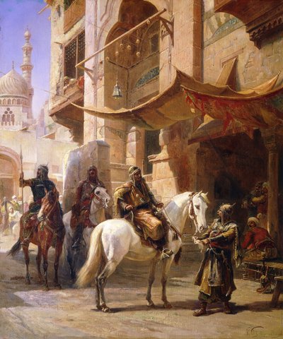 Guerreiros árabes em uma rua, de Paul Dominique Philippoteaux