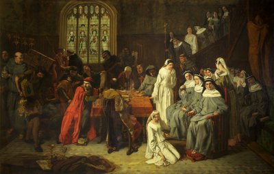 A Visitação e Entrega do Convento Syon, c.1846 (óleo sobre tela) de Paul Falconer Poole