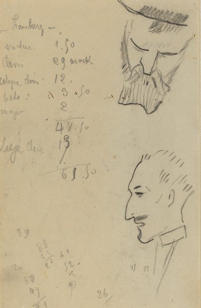 Um homem barbudo e um homem de perfil [verso] de Paul Gauguin