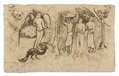 Anjo, pavão e três taitianos de Paul Gauguin
