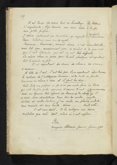 Antes e depois - Última página do texto principal de Paul Gauguin