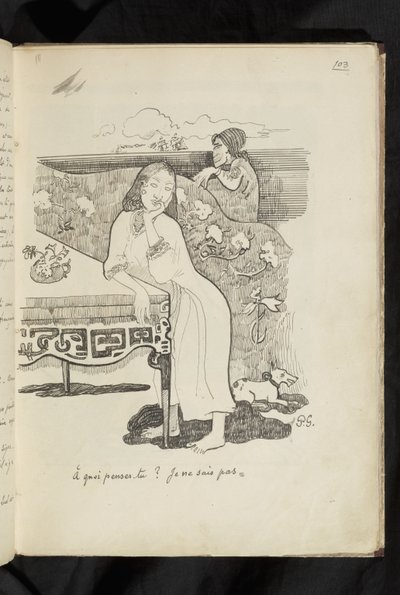 Antes e depois - "O que você está pensando? Eu não sei". de Paul Gauguin