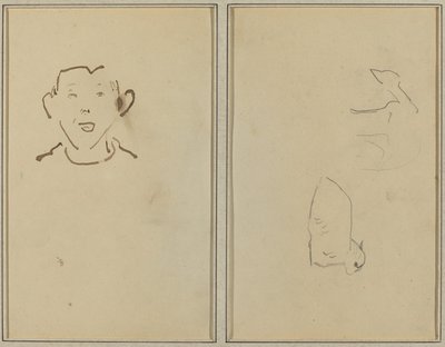 Cara de menino; Duas ovelhas [verso] de Paul Gauguin