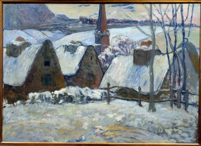 Aldeia bretã sob a neve em 1894. Pintura de Paul Gauguin (1848 - 1903) de Paul Gauguin