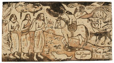 Mudança de Residência, da Suíte de Gravuras Tardias em Bloco de Madeira de Paul Gauguin